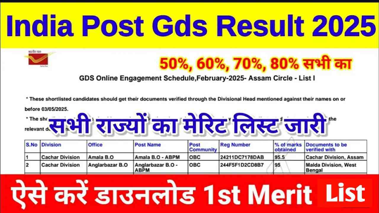 You are currently viewing India Post GDS Result 1st Merit List 2025: पहली मेरिट लिस्ट जारी, ऐसे चेक करें अपना नाम