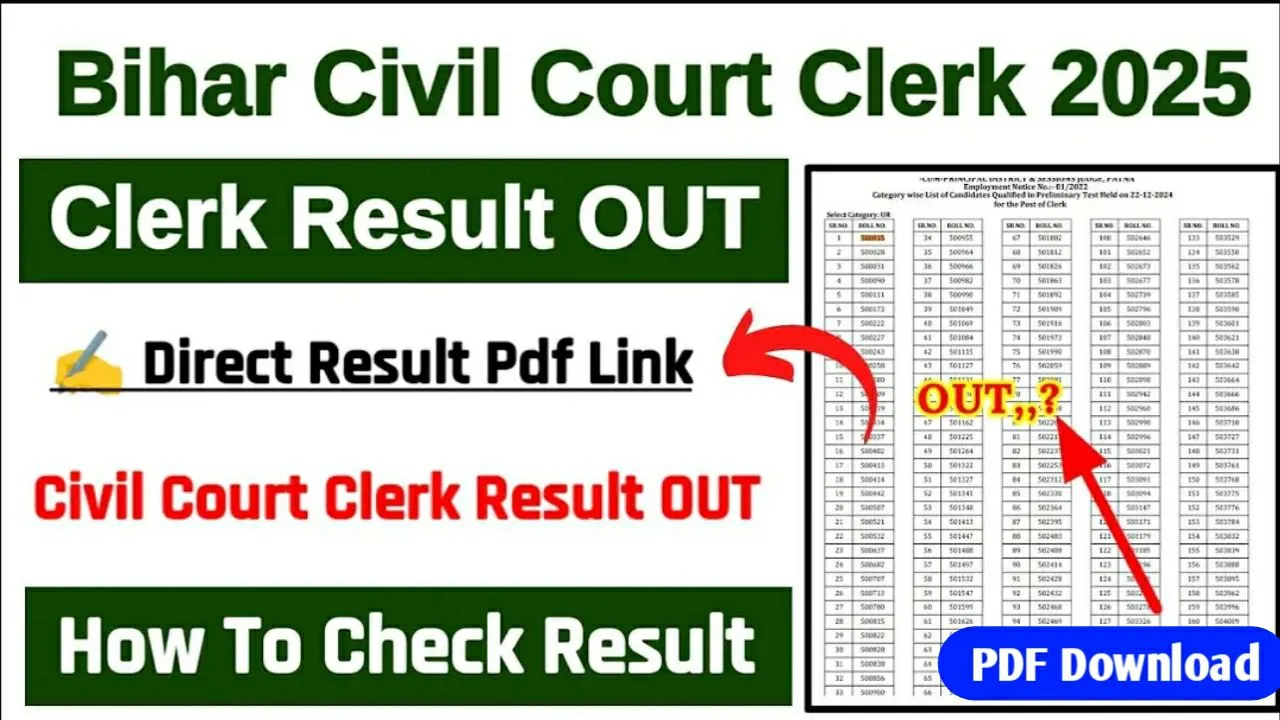 Read more about the article Bihar Civil Court Clerk Result 2025: आसानी से चेक करे ओर देखे अपना नाम है या नहीं